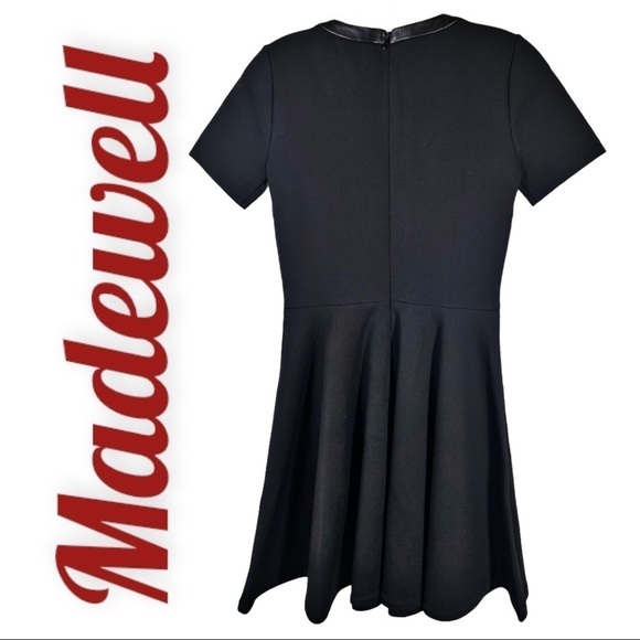 MADEWELL Black Fit & Flare Leather Trim Mini Dress, Size XS - Picture 5 of 16